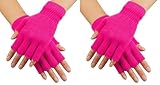Boland - Fingerlose Neon Handschuhe, 80er Jahre, leuchten im Schwarzlicht, Armstulpen für Mottoparty, Karneval und Festival