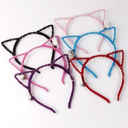 REQO 10 Pieces Cat Ears Headbands Set,LED Cute Cat Light Up Head Accessories,Glowing Girls Headdress Party Supplies for Night Clubs Raves - Image 3