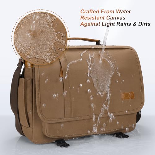 Estarer 15.6-17.3 Inch Laptop Messenger Bag for Work School,Mens Water Resistant Canvas Crossbody Shoulder Bag
