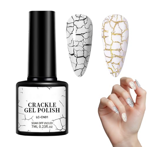 Crackle Gel Polish - High Pigment Crackle Nail Polish | Gathering Supplies, Girls Manicure Accessories for Prom, Dating, Gathering, Home