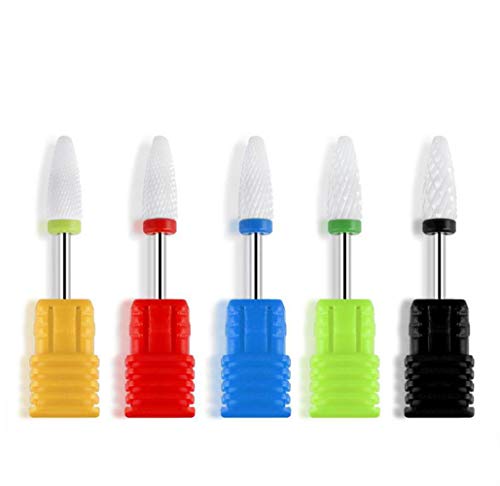 YUEMING 5 pièces Tête de Meulage Professionnelle Pour Soins des Ongles Embout de Ponceuse en Céramique Embouts en Céramique Professionnels Pour Retirer Le Vernis/Gel et Repousser les Cuticules Cover