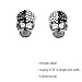 Unisex Hematite Skull Head with Black and Clear Crystal Stones Halloween Earring Studs (Pair)