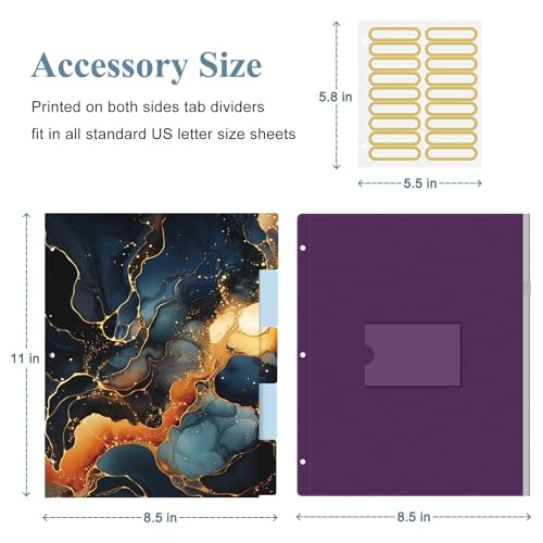 Image of 3 Ring Binder, 3 Inches Round Ring Binder with Clipboard, Dividers Tabs, PVC Zipper Bag Sleeves & to Do List Planners for Women, Men, School, Office Supplies, Abstraction