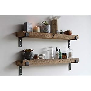 Urban legacy accent shelves reclaimed barn plank set of 2 with full brackets natural 36x 45x 2  urban country home decor