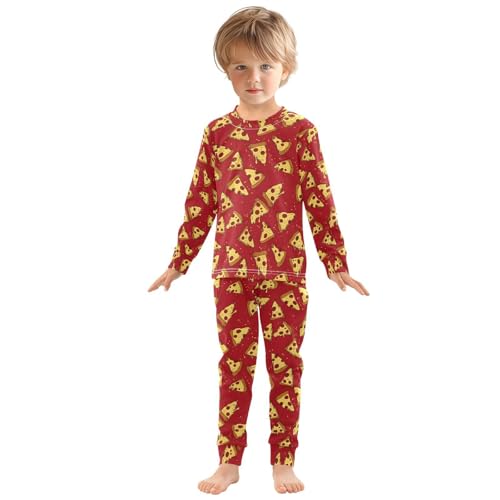 ALAZA Red Pizza Sweet Pajamas Long Sleeve Sleepwear 2-Piece Pajama Set3