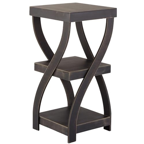The Lakeside Collection Distressed Twisted Wood Accent Table - Distressed Black