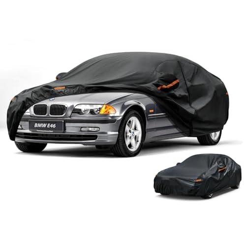 Kayme Car Cover Waterproof All Weather, Full Exterior Cover Outdoor Sun Protection with Zipper, Universal Fit for BMW E46 E36 E30, VW EOS, Nissan 350Z