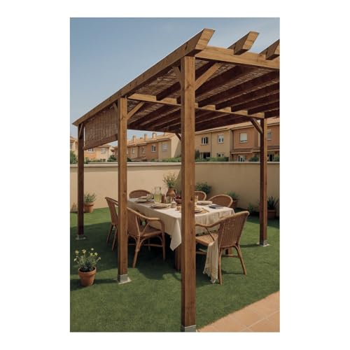 Nortene Kit Pérgola De Madera para Jardín | (4x3.6x2.4 M) + Postes (9x9m) | Madera Resistente Tratada En Autoclave 3