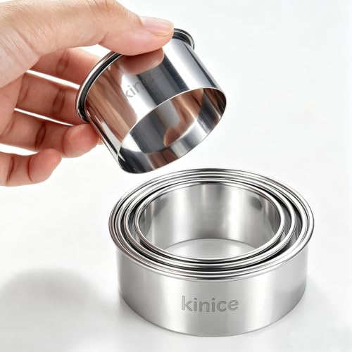 kinice 5 Pcs Round Cookie Cutter Set, Stainless Steel Circle Cookie Cutters