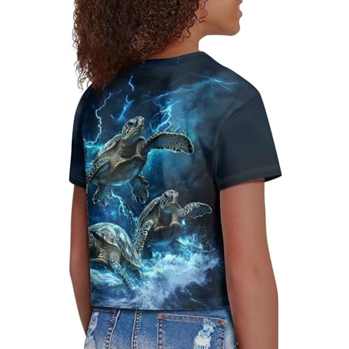 Image of Kids T Shirt Short Sleeve Crop Tops for Girls Summer Clothes Pullover Tees Shirt 5-14