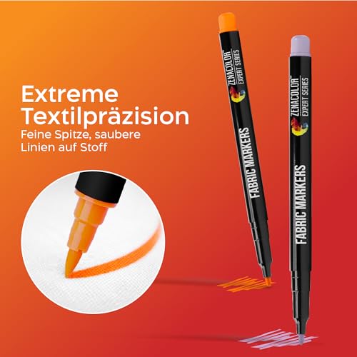 20 Textilstifte Waschmaschinenfest - Textilfarbe Waschmaschinenfest - Ungiftig, Waschfeste und Permanente Stoff Marker ideal für T-Shirts, Stofftaschen und andere Textilien - Für Kinder und Erwachsene