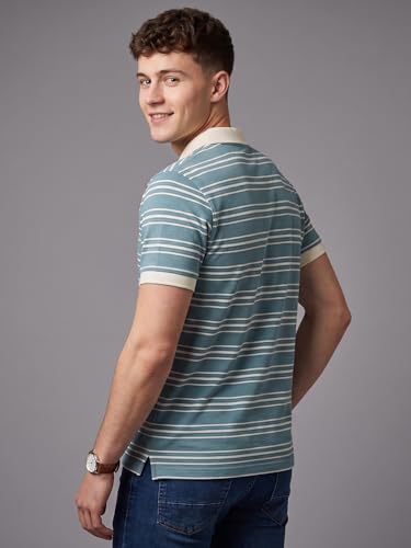 Image of XENOVAURBAN Polo t Shirt for Man | Striped Pattern Mens Cotton Polo Neck T-Shirt with Collar | Regular fit | Breathable and Soft - Polo-Striped-P