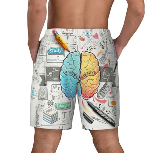 Short de bain pour le surf et la plage, style imprimé cerveau homme - 4