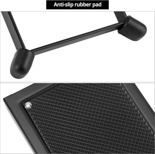 Image of IMAGINEA Adjustable Guitar Foot Rest Stand | Height Adjustment, Anti-Slip Rubber Surface, Foldable Metal Footstool for Acoustic & Electric Guitar Players (Black)