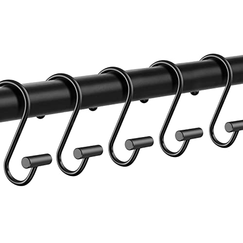 Znben Black Shower Curtain Hooks - 12 Pcs Rust Proof Shower Curtain Rings Shower Hooks Hangers T-Bar Decorative Shower Curtain Hooks For Bathroom Offices Gardens Curtains Rods #TOP8