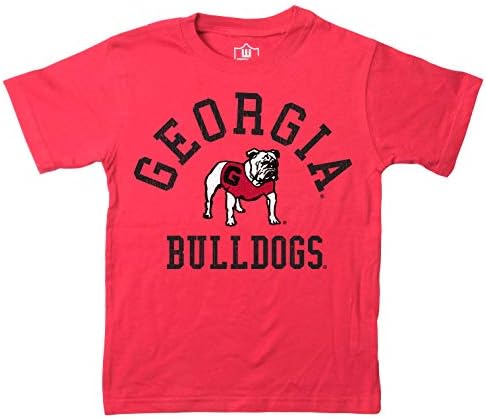 Wes and Willy NCAA Kids S/S Organic Cotton Tee Shirt, Georgia Bulldogs, Cherry, S