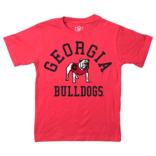Wes and Willy NCAA Kids S/S Organic Cotton Tee Shirt Georgia Bulldogs Cherry 3T