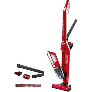 Bosch Flexxo Serie | 4 ProAnimal – Aspirateur rechargeable 2 en 1 sans fil : aspirateur balai et aspirateur de table, avec accessoires pour poils d’animaux, aspire différents types de sol, rouge