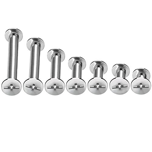 Pangda 80 Set Chicago Binding Post Screw Assorted Kit Metal Round Cross Head Stud Screw Post Nail Rivet Chicago Button For Diy Leather Decoration Bookbinding (Silver, 5 X 5, 8, 12, 18, 25, 35, 45) #TOP3