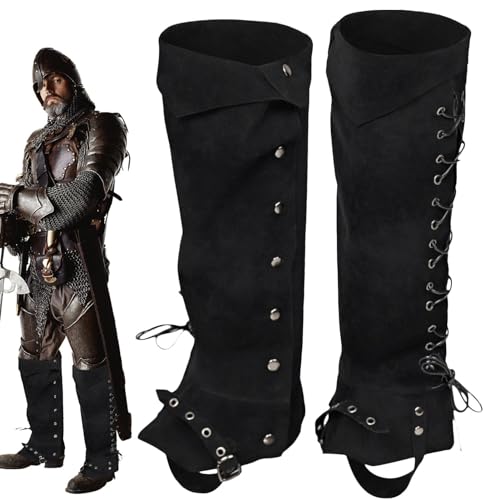 Couvre-bottes de pirate médiévales pour homme en similicuir de la Renaissance pour homme, guêtre...