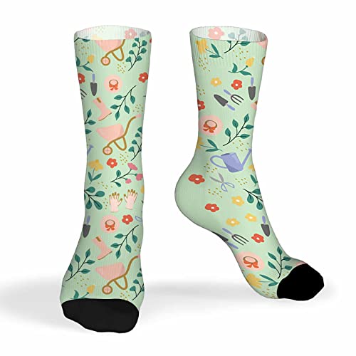 Pehede Socken Herren Lustige Kleid Socken für Frauen Lustige Neuheit Crazy Design Socken, Gartengeräte und Pflanzen, 7-12