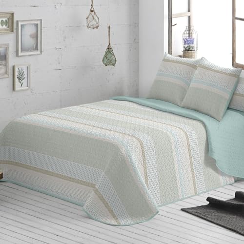 Burrito Blanco│Colchas Juveniles, Cama de 135 (+ Medidas Disponibles)│Colcha de Primavera│Acolchado Ligero│Diseño 618, Verde Menta