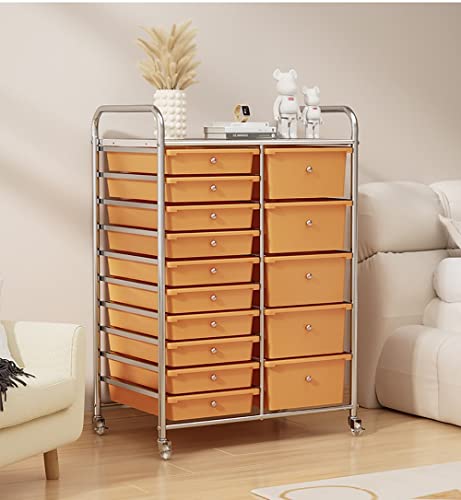 Carrello Multiuso Nero con Ruote, Dotato di 15 cassetti e Piano d'appoggio. Versatile, Ideale per riporre Oggetti Artigianali, organizzare L'Ufficio, allestire Uno scaffale per Par