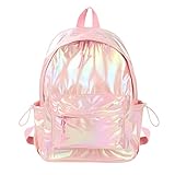 Reberomantic Goodbag Boutique Fashion Hologram Backpack Laser Leather Shiny Backpack Daypack for Women (Pink)