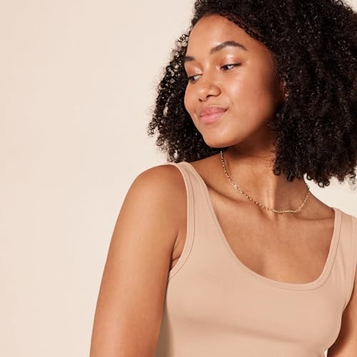 Image of Amazon Essentials Women's Slim-Fit Ribbed Scoop Neck Tank Tops, Pack of 2