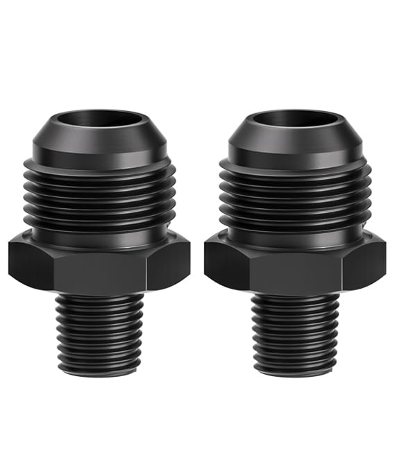 Photo 1 of 1/8" NPT to 8AN Fitting Male Straight Fittings Adapter Aluminum Black 2Pcs 8AN to 1/8 NPT-2PCS