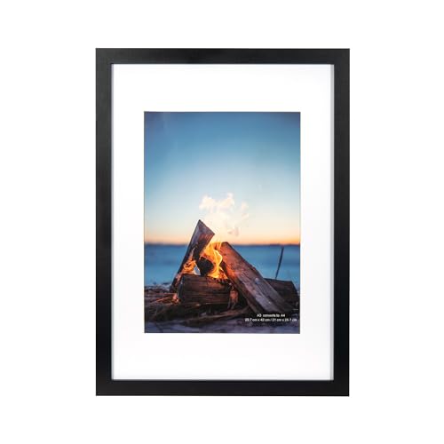 Scholar Tree Black A3 Photo Frames, Wooden Picture Frames A3 with Mount for A4 Frame, Wall Mountable…, A3-1P