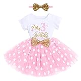 ☘【BABY GEBURTSTAGSKLEID】Schönes Kleinkinder Baby Mädchen 1. / 2. / 3. Geburtstag Party Kleid mit Pailletten Schleife Stirnband Outfit Set, Baby Kleider für Erste / Zweiter / Dritter Geburtstag, Fotoshooting Outfit. Dies ist das perfekte Geburtstagskleid für Ihr kleines Mädchen