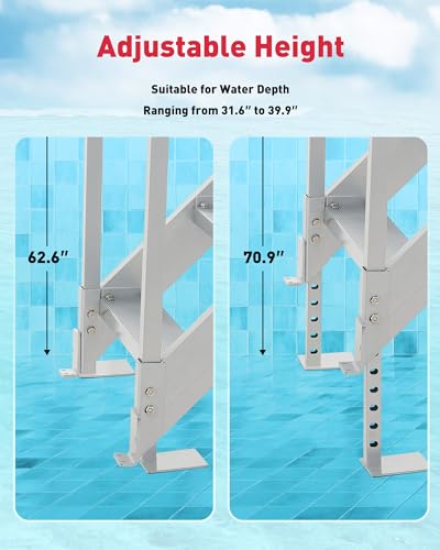 image for CO-Z 4 Step Dock Ladder, Pontoon Boat Ladder with 500lb Load, Height A