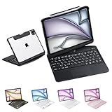 ifacemall 2025新登場 IPAD Air 11インチ 日本語配列キーボードケース 遅延なし・高精度 360度回転式 マジックキーボード バックライト・ペンホルダー搭載 遅延なし 高精度 トラックパッド付き キーボード 薄型 7色バックライト付き 日本語説明書 (ブラック, iPad Pro 12.9インチ (第3/4/5/6世代）)
