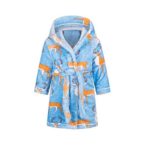 Kids Bathrobe Dressing Gown Flannel Robe with Belt Cover