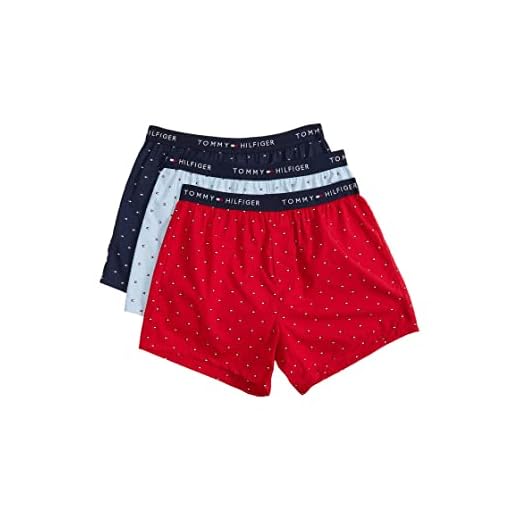 Tommy Hilfiger Men's Cotton Classics Slim Woven Boxer 3-Pack, Medium Red, Large