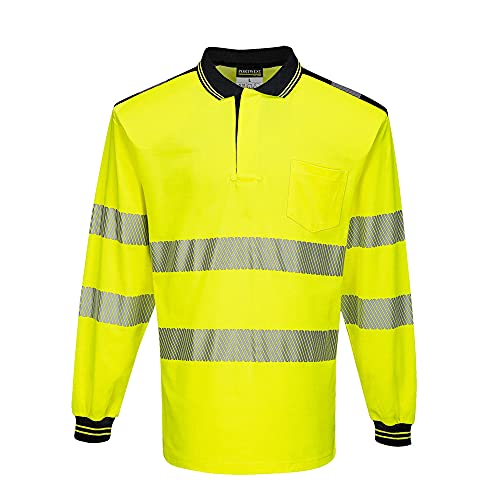 Portwest PW3 Hi-Vis Polo Shirt L/S, Size: XXL, Colour: Yellow/Black, T184YBRXXL