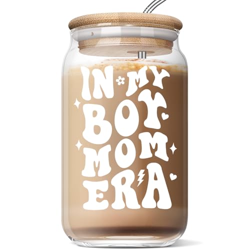 Boy Mom Gifts Mothers Day Gifts - In My Boy Mom Era - Funny Birthday Christmas Thanks Giving Gift Ideas for Moms to be, Pregnant New Moms, Expecting Mother, First Time Mommy 16 Oz Coffee Glass