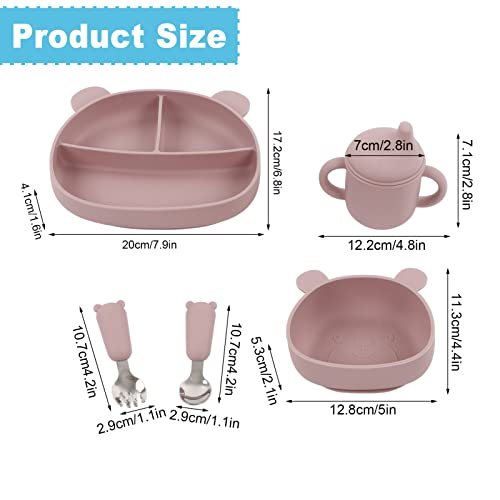 5 pçs Kit de alimentação do bebê, Bebê Kit Alimentacao,placa de design de urso de silicone de grau a
