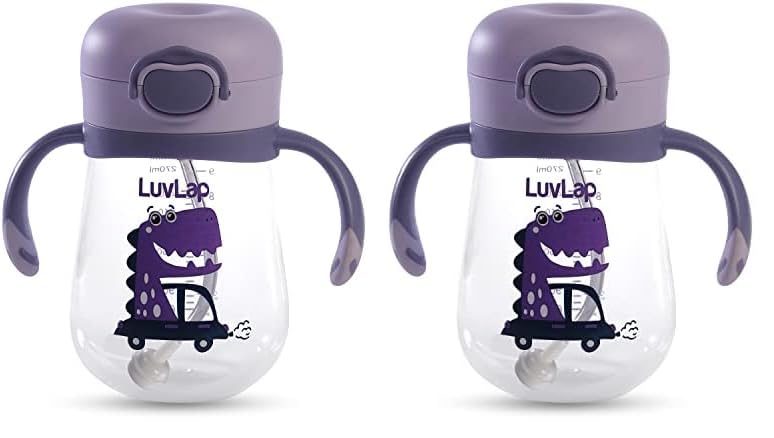 LuvLap Baby Bite Resistant Soft Silicone Straw Sipper Cup with Handle, with Weighted Straw, Sippy Cup with Anti Spill Lock, BPA Free, 6m+, 300 ml, Purple (Pack of 2) (B0DHLF9HH5) Amazon Price History, Amazon Price Tracker
