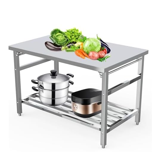 48" x 30" Stainless Steel Commercial Work Table, Heavy Duty Folding Stainless Steel Prep Table with Adjustable Undershelf for Restaurant, Kitchen, Food Service, Space-Saving, No Installation Required