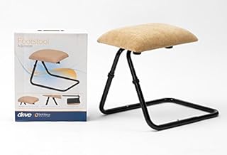 Drive Devilbiss Adjustable Footstool, Beige Chenille Fabric Beige Chenille Fabric / Black Frame