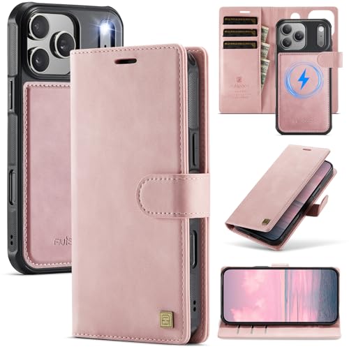 For 2025���f��iPhone17Pro�P�[�X�蒠�^2in1������ RFID�u���b�NMagsafe�Ή����C�����X�[�d�Ή� ���O�����R�}�O�l�b�g�������U�[�X�^���h�@�\�J�[�h���[�X�}�z�P�[�X�yMYH�z�A�C�t�H��17�v��/���ӂ���17�v���j�����p�����h�~