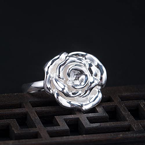 Cadeau d'anniversaire bague ouverte femmes au style fleur de rose - 3