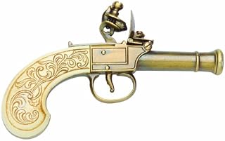 Denix Replica Colonial Ladies Muff Non Firing Gun Flintlock Pistol, Gold