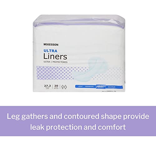 Mckesson Ultra Incontinence Liners - Heavy Absorbency, Contoured, Unisex, Adult - One Size Fits Most, 27 1/5 In Long, 20 Count, 1 Pack #TOP2