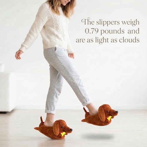 Image of Unimaglif Cute Dachshund Slippers For Women - Cozy Warm Animal Dog Slippers For Indoor