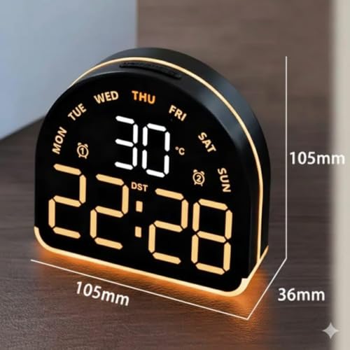 Image of AERYS Digital Alarm Clock Table Clock with LED Display, Temperature Compact Desk Clock for Students,Home, Office, Bedroom, Living Room,Home Decor, Corporate Use (Half Moon)