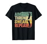 Aim Throw Swear Repeat Vintage Bean Bag Toss Funny Cornhole T-Shirt