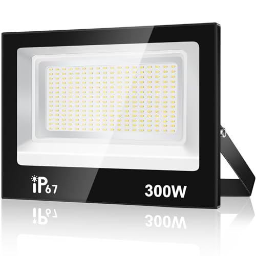 URTBST 300W Focos Led Exterior,30000LM Foco Proyector,7000K Blanco Frío Foco,IP67 Impermeable Super Brillante Proyector Exterior para Garaje,Terraza,Jardín,Patio
